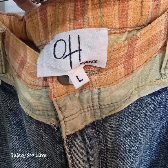 Oli & Hali Patchwork wideleg Jeans - Blue & Pink Statement Denim - Picture 8 of 9